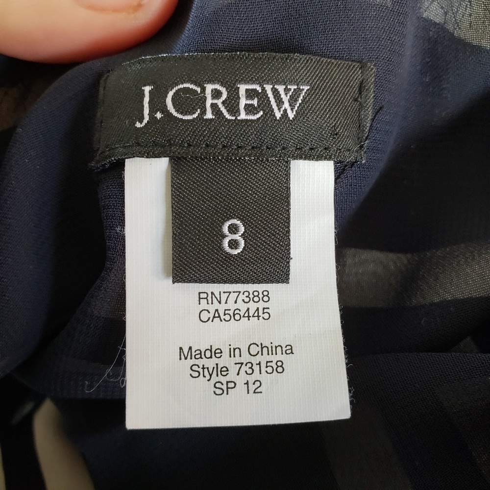 J Crew Silk Stripe Dress Spaghetti Strap Size 8 preppy flouncy empire waist - Picture 4 of 6